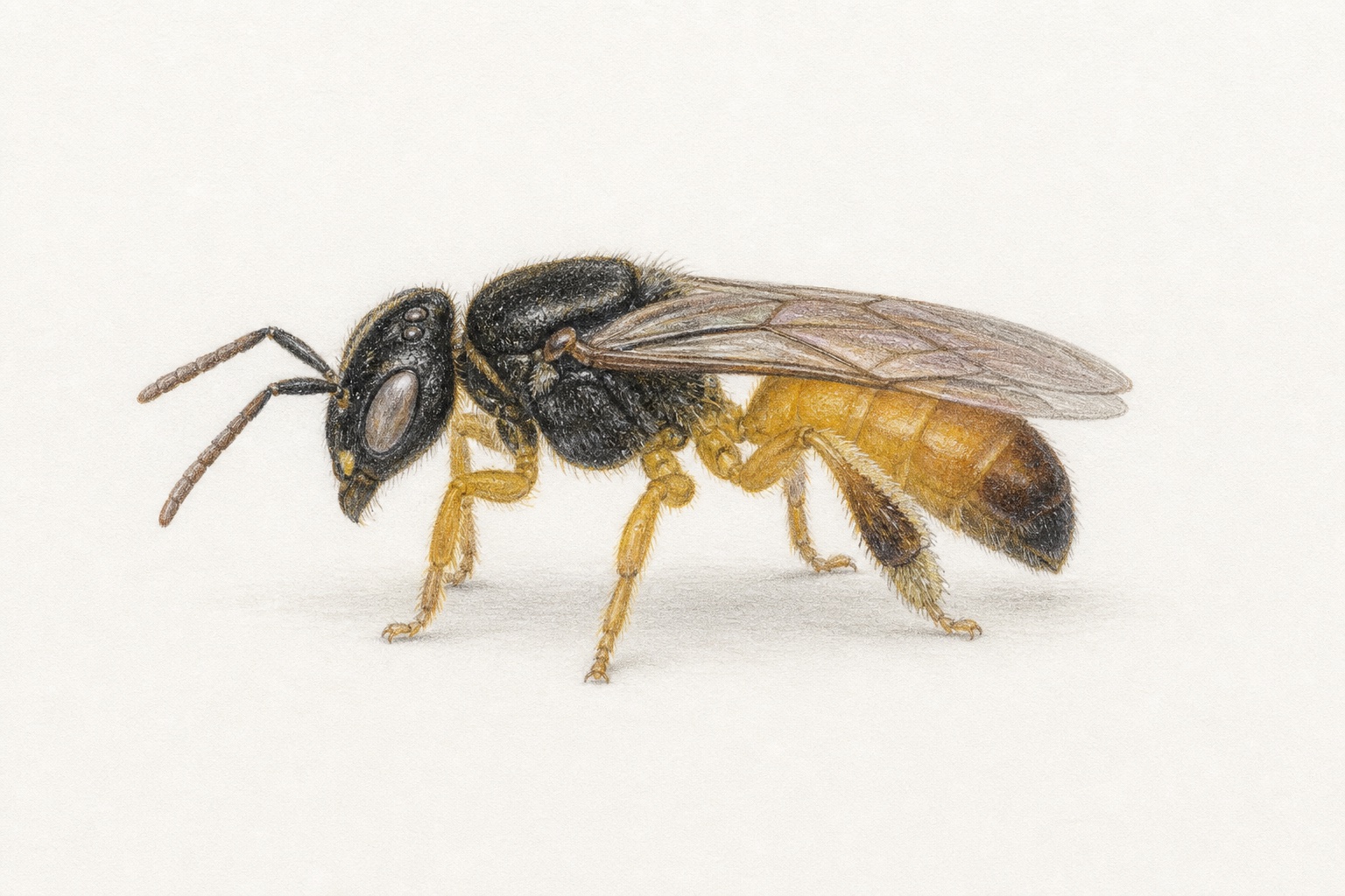 Illustration of the Jataí bee (Tetragonisca angustula)