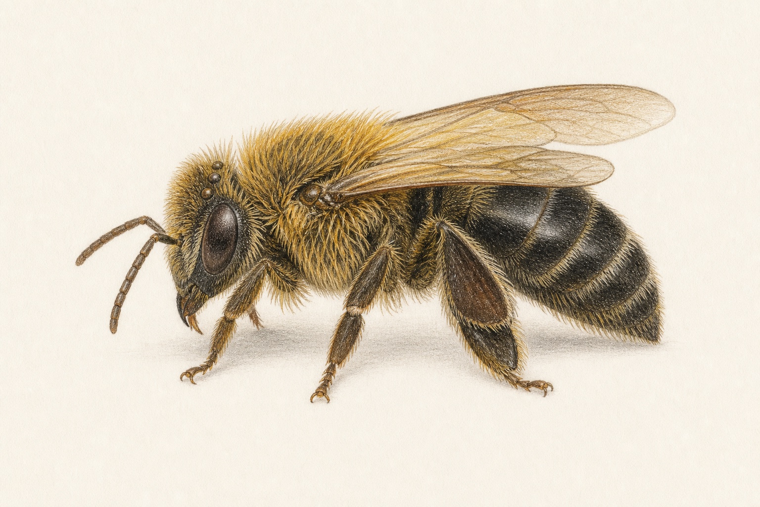 Illustration of the Uruçu bee (Melipona scutellaris)