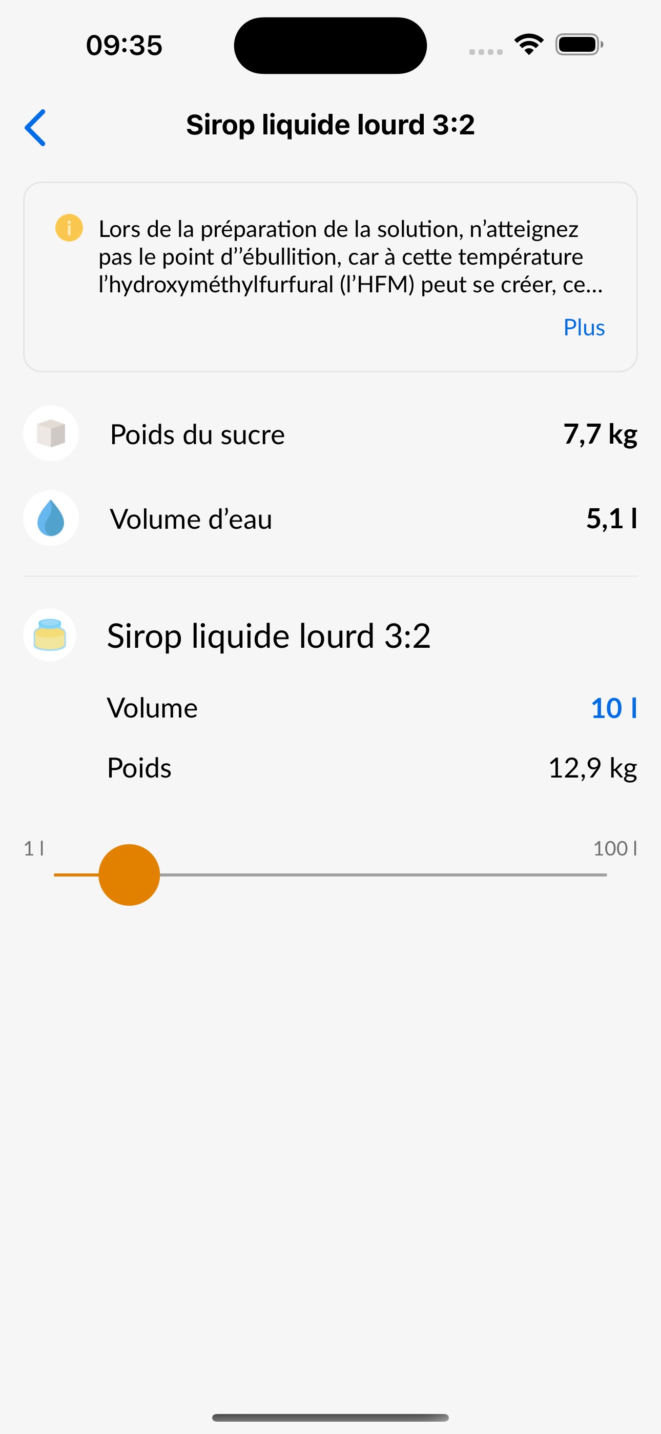 Calcul de la solution sucrée 3:2 pour les réserves hivernales