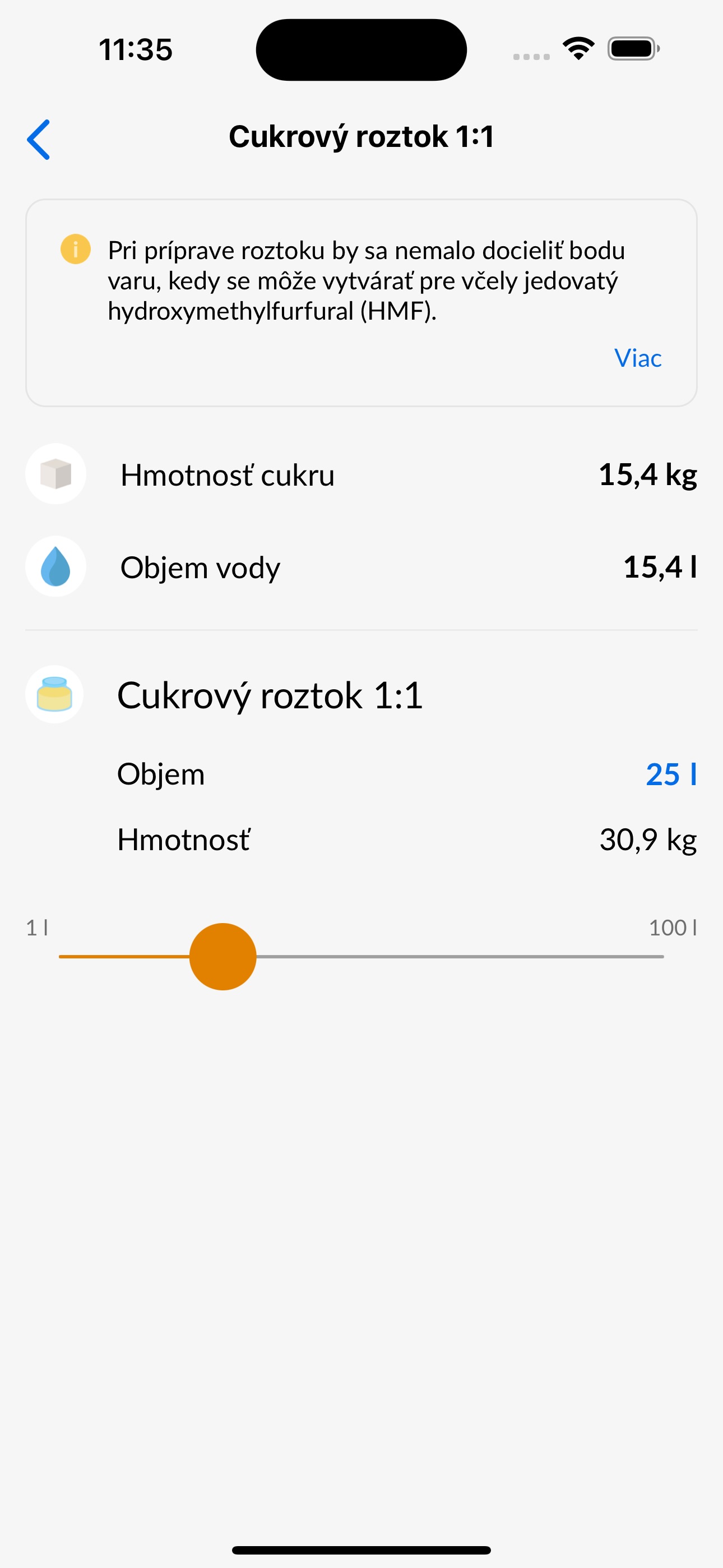 Výpočet cukrového roztoku 1:1 pre jarnú stimuláciu